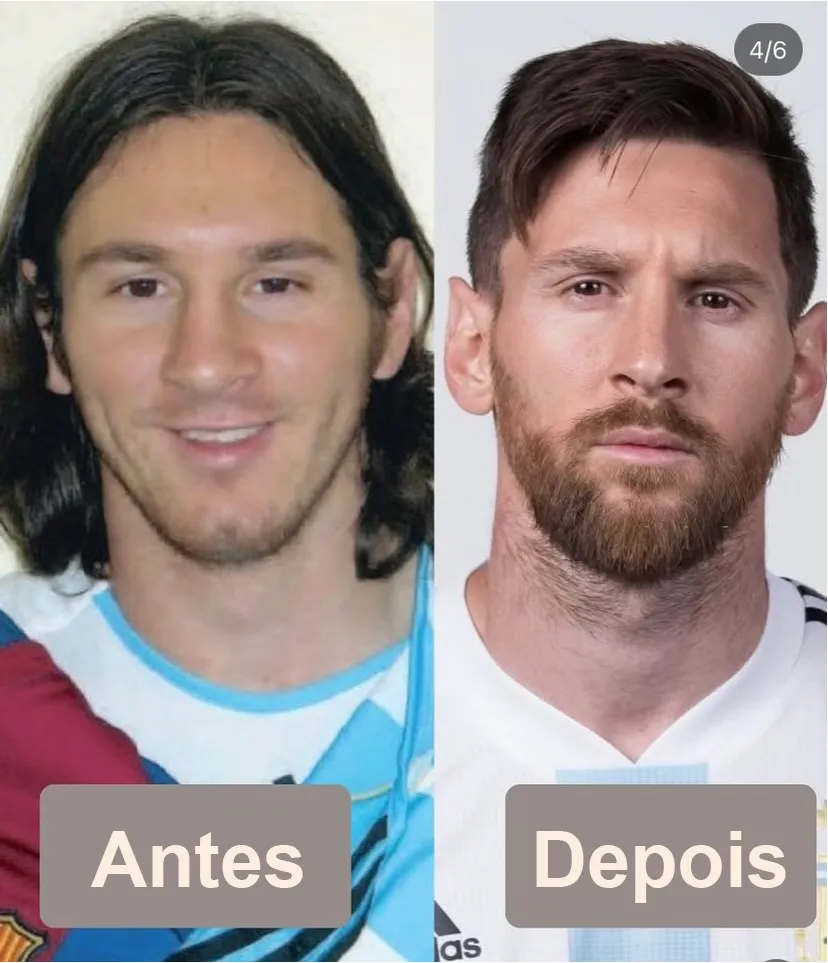 Mesma pessoa antes e depois de ajustar cabelo e barba